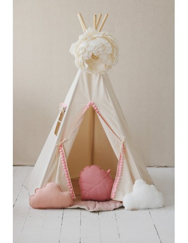 Teepee / Tipi en coton avec bordure pompons Livraison rapide