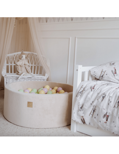 Piscine à balles ronde en velours, 90cm - Beige l'achat 