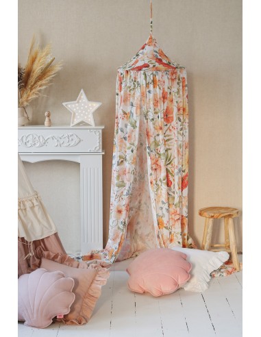 Ciel de lit / Baldaquin en coton - Flower Power ouvre sa boutique