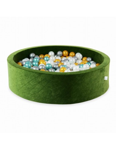 Piscine à balles ronde en velours XL, 110cm - Olive 50% de réduction en Octobre 2024