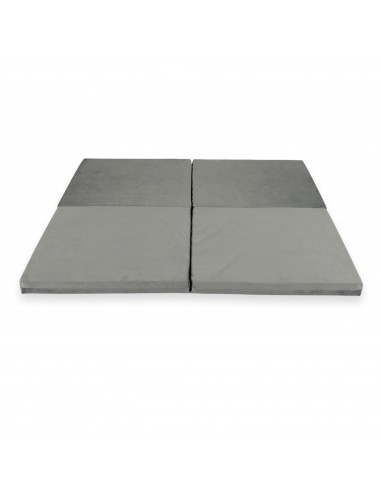 Tapis de jeu Carré en velours épais, 120cm - Gris en linge